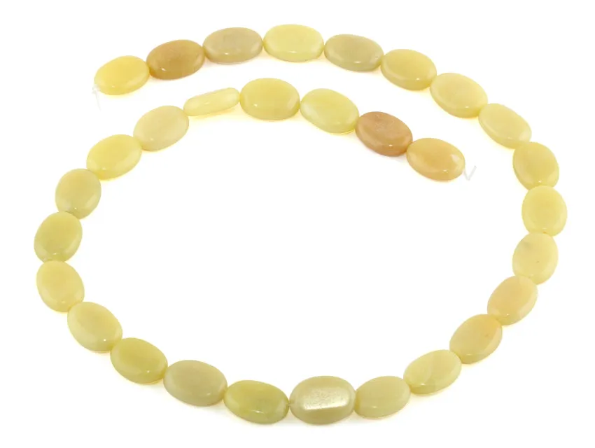 10x14MM Olive Jade Puffy Oval Gemstone Beads