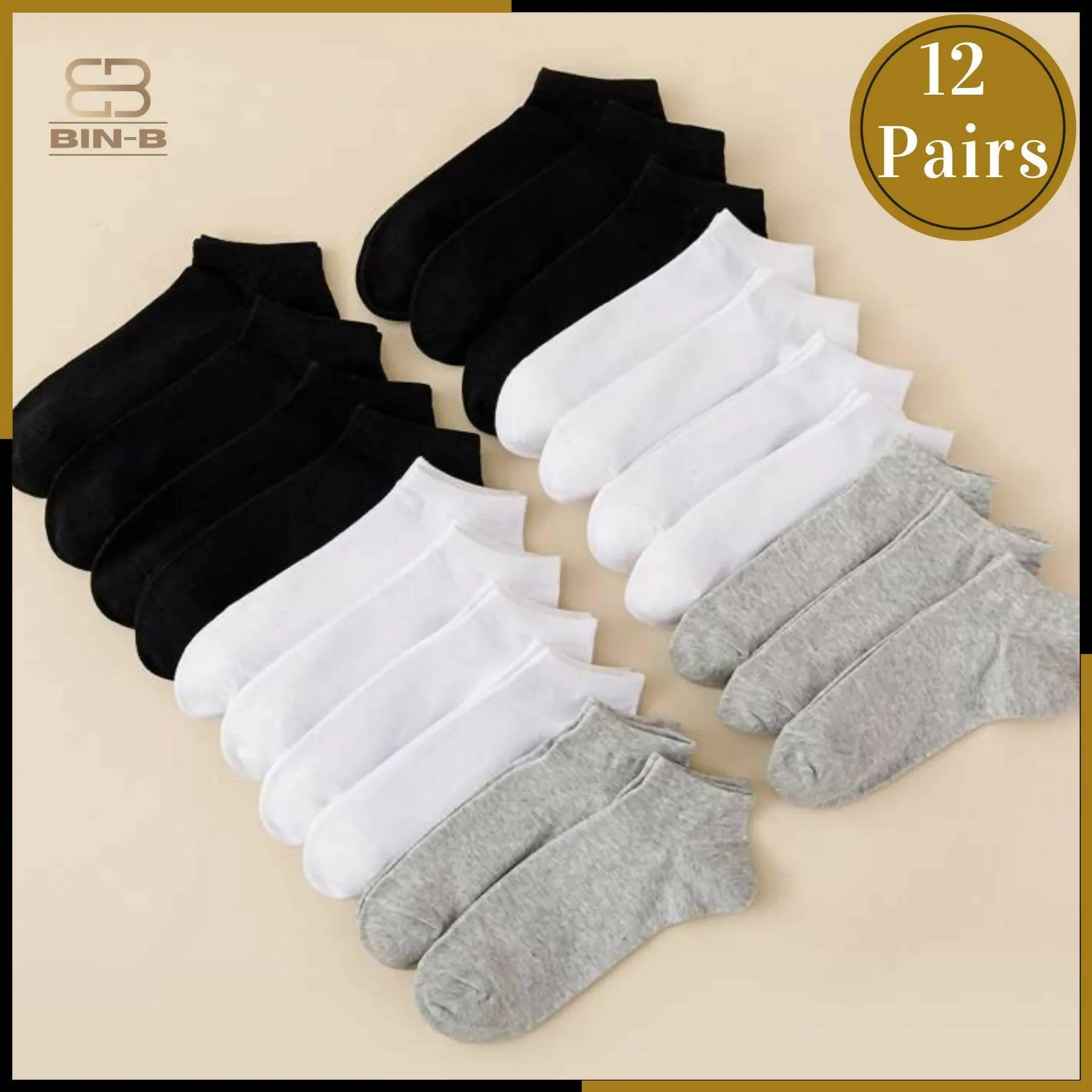 12 Pairs Ankle Socks For Men Women