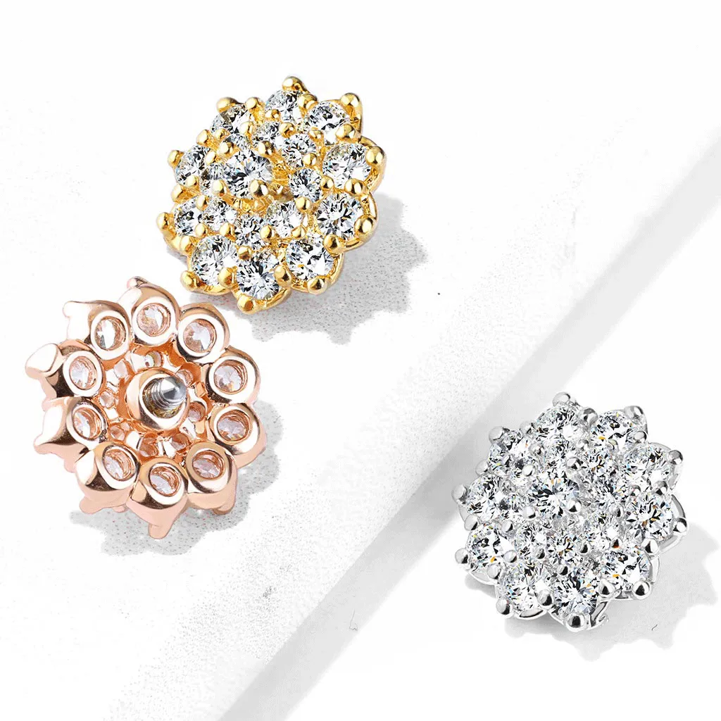 14g Internally Threaded Flower Cluster Replacement Ball with Yellow Gold Plating