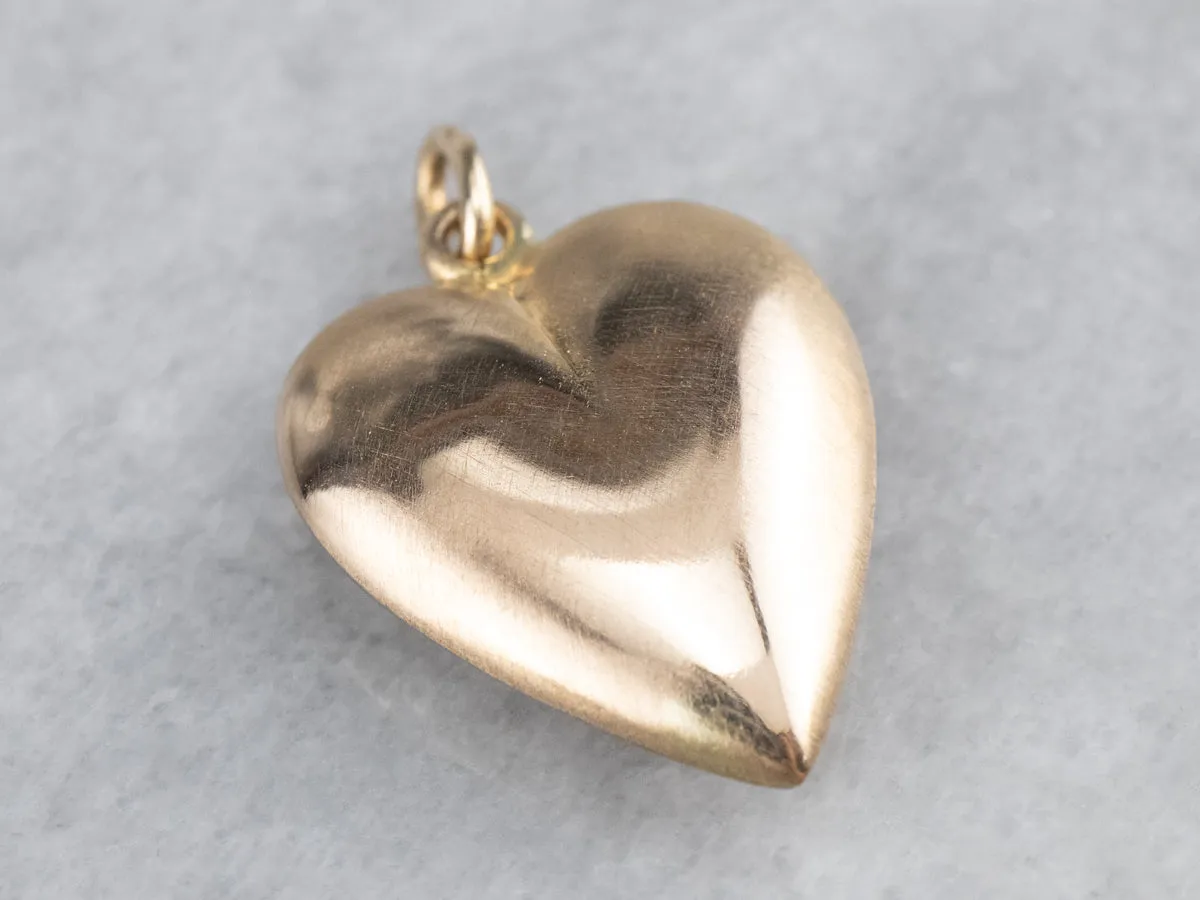 14K Gold Puffy Heart Pendant