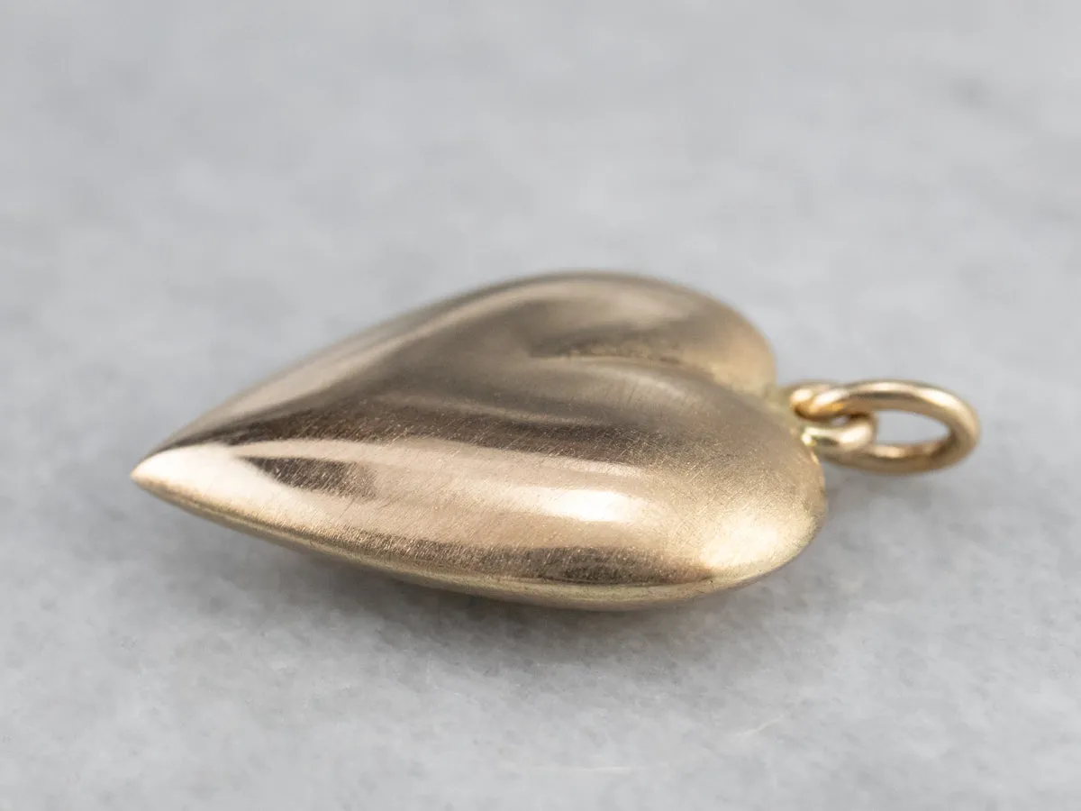 14K Gold Puffy Heart Pendant