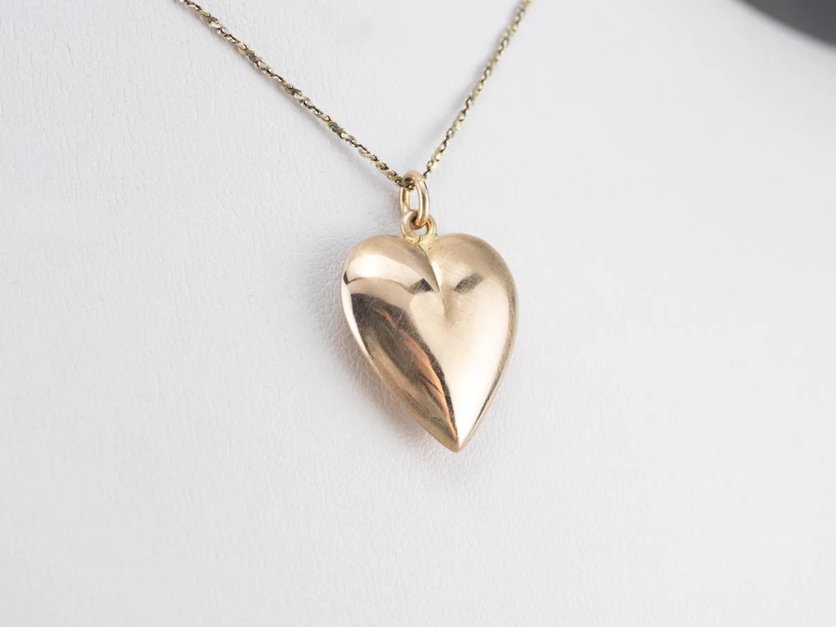 14K Gold Puffy Heart Pendant