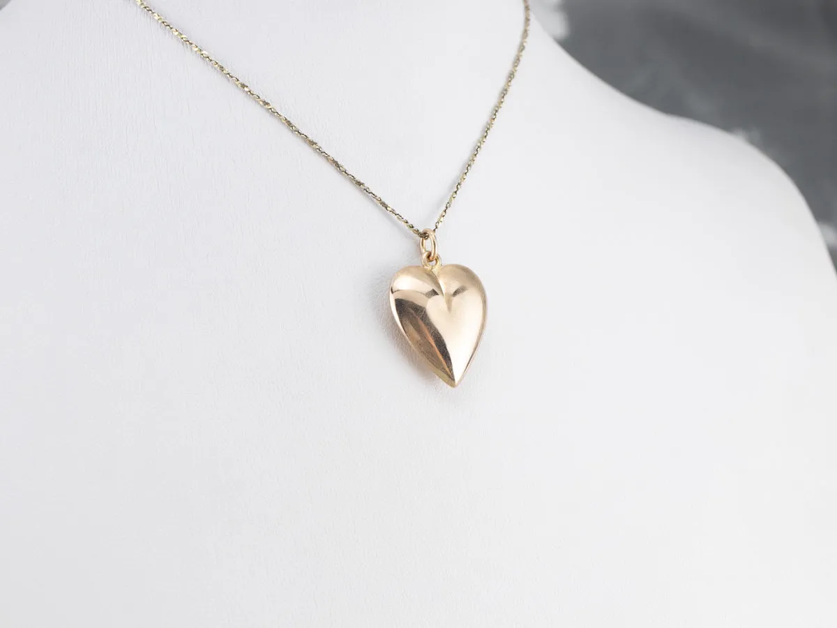 14K Gold Puffy Heart Pendant