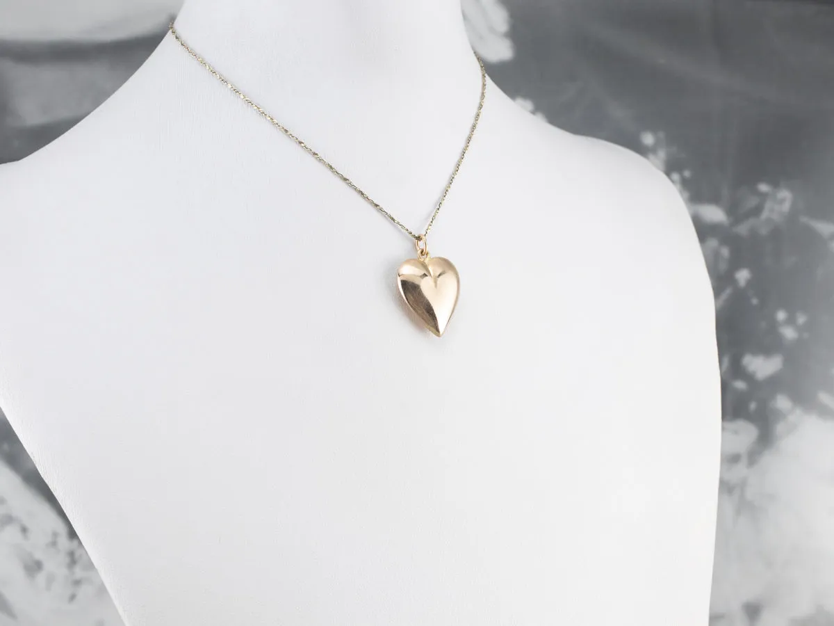 14K Gold Puffy Heart Pendant