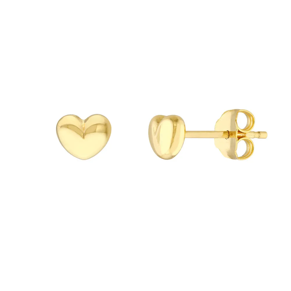 14k Puffy Heart Stud Earrings