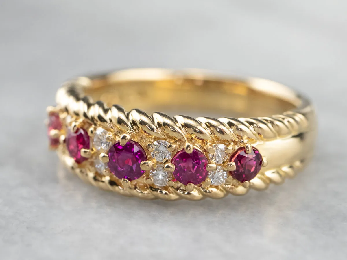 18K Gold Ruby and Diamond Band