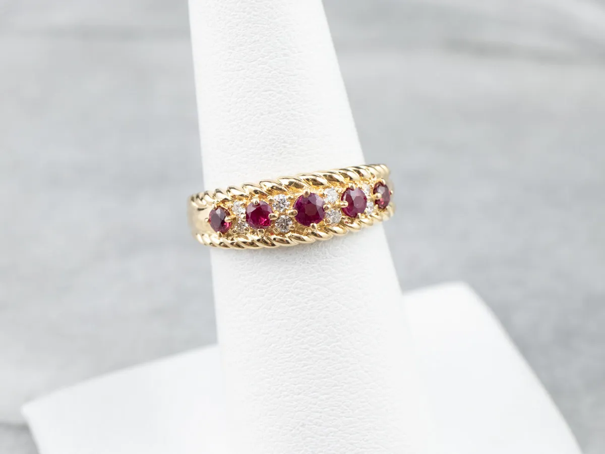 18K Gold Ruby and Diamond Band