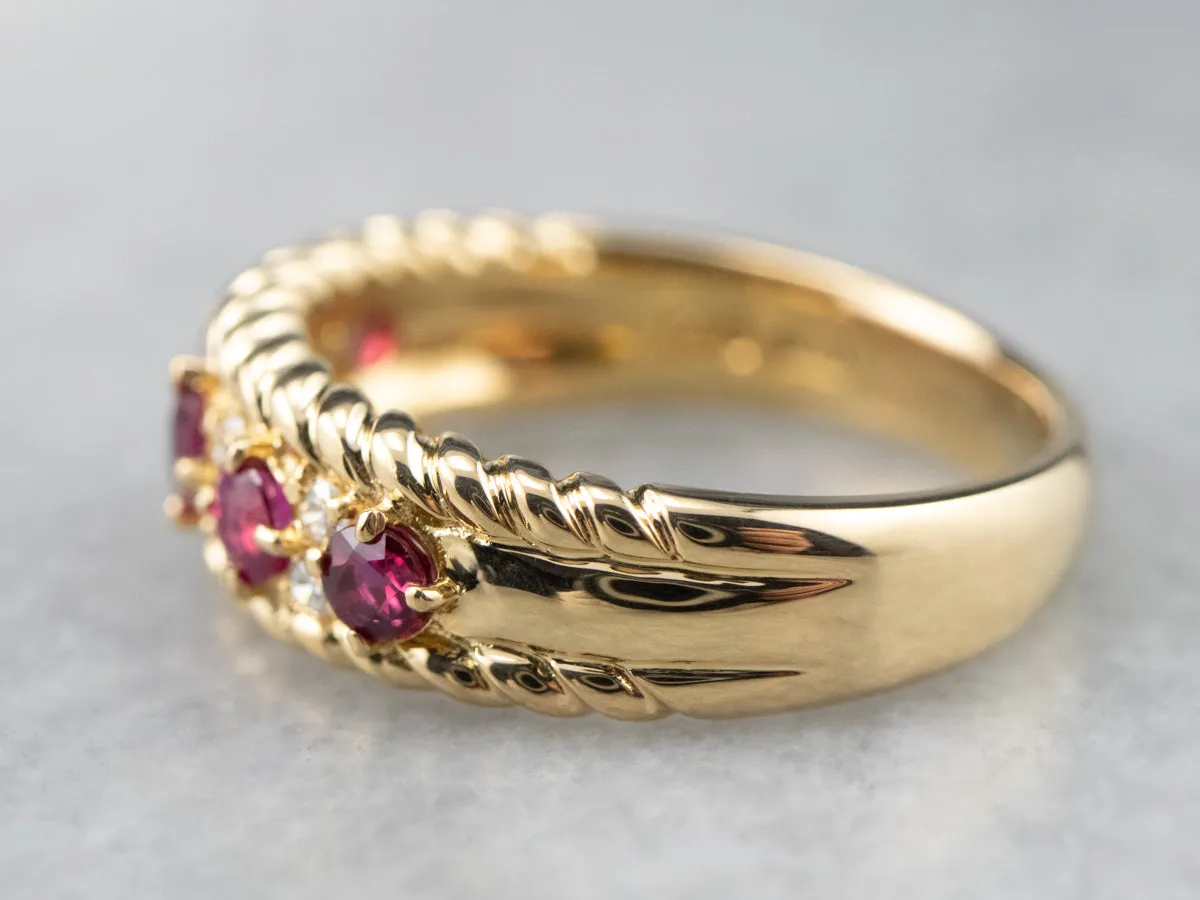 18K Gold Ruby and Diamond Band