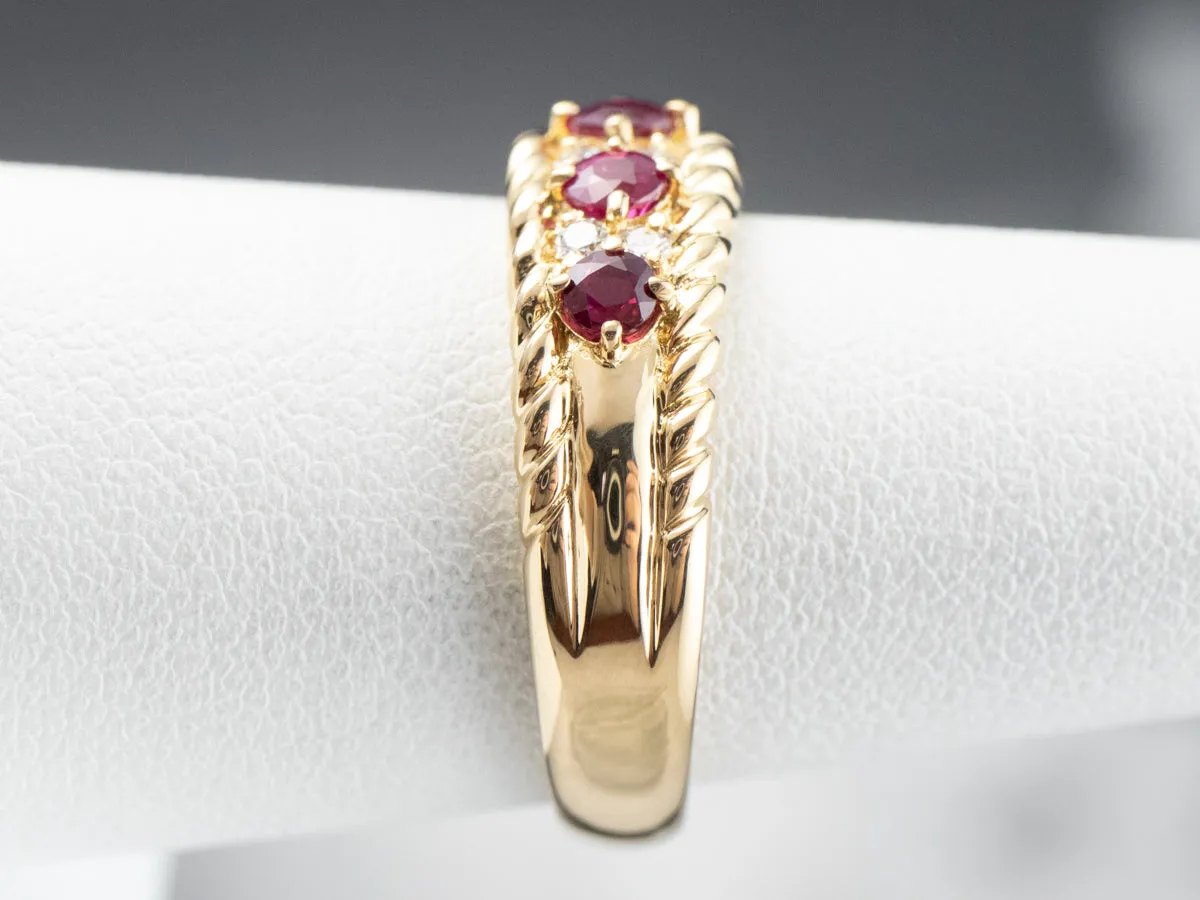 18K Gold Ruby and Diamond Band