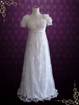 1920s Regency Style Empire Waist Lace Wedding Dress EMMA