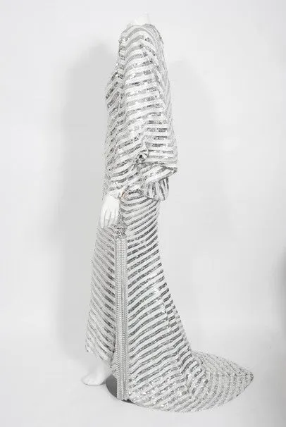 1975 Ret Turner Couture for Diana Ross 'Disco Ball' Silver Sequin Gown