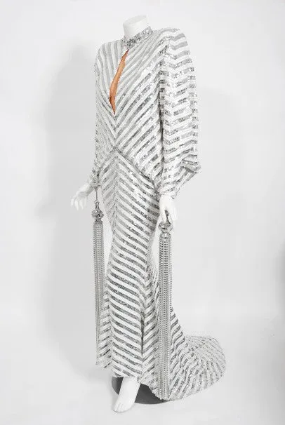 1975 Ret Turner Couture for Diana Ross 'Disco Ball' Silver Sequin Gown