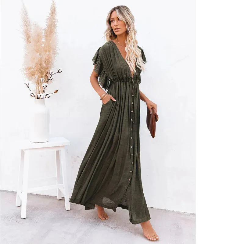 2024 Elegant V-neck Maternity Boho Dress for Photoshoot