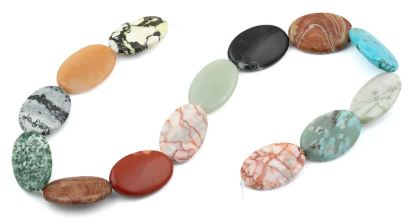 20x30MM Multi-stones Puffy Oval Gemstone Beads