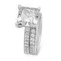 3.5 CT Cubic Zirconia Princess Cut Engagement Ring with Matching band in 14K white gold.