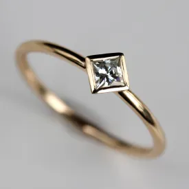 3mm Oblique Square Solitaire Engagement Ring