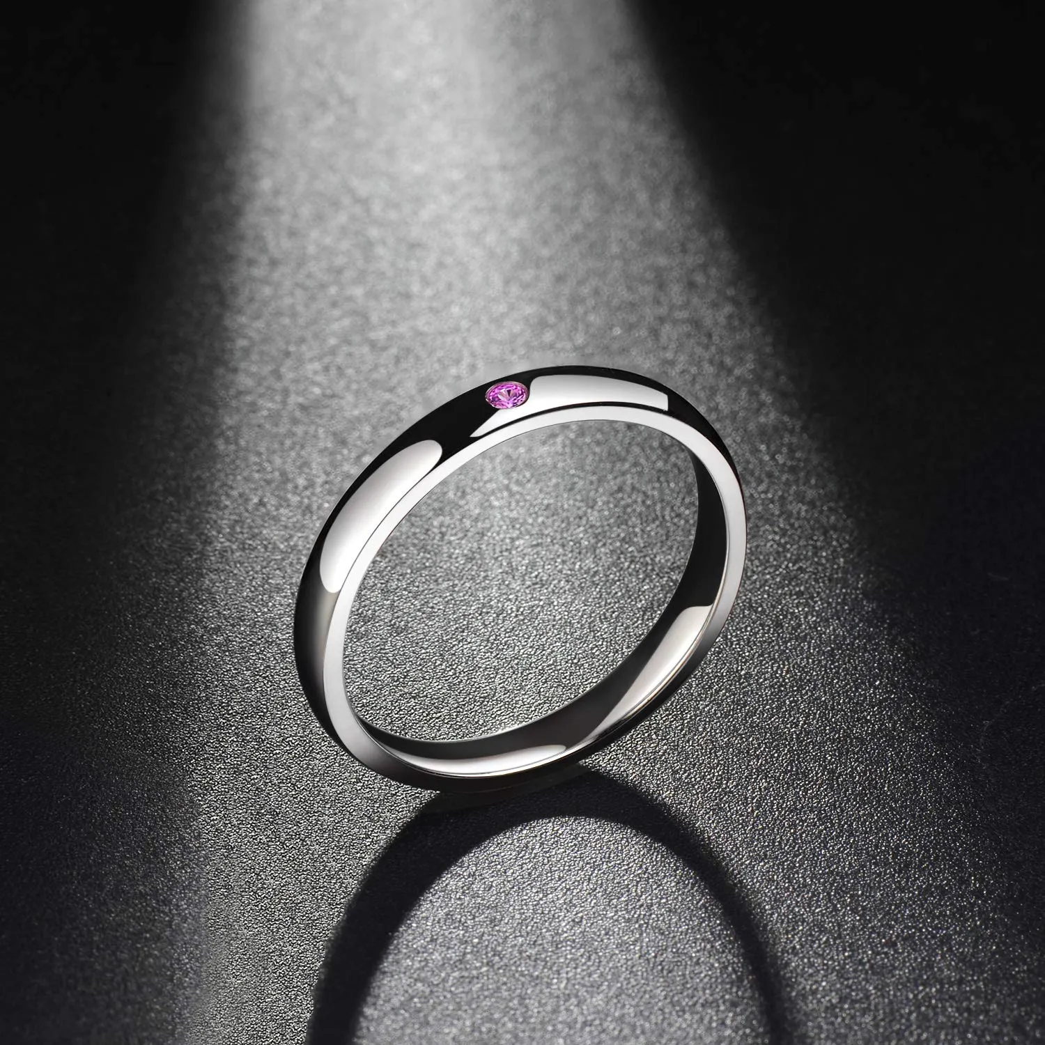 3mm Sterling Silver High Polished Plain Dome Ruby Wedding Ring