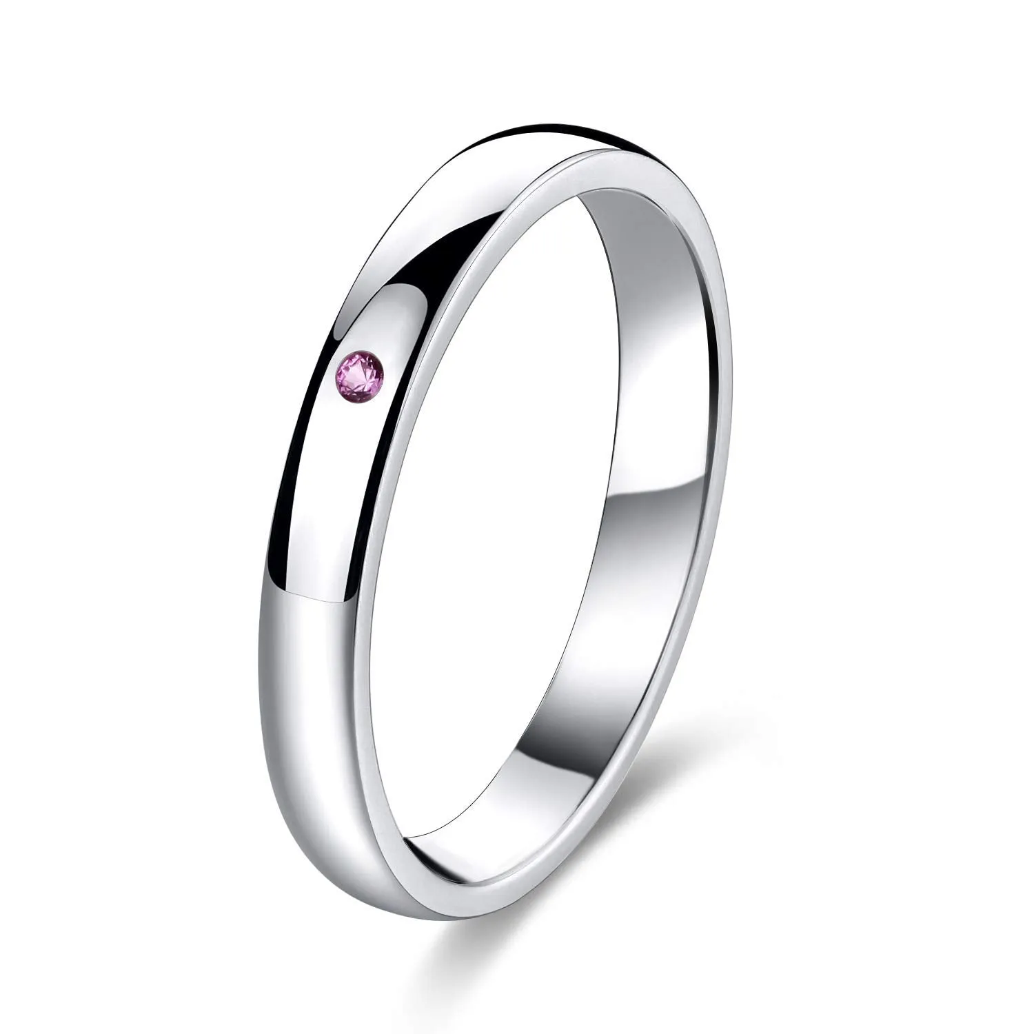 3mm Sterling Silver High Polished Plain Dome Ruby Wedding Ring