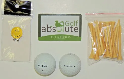 48 Titleist NXT Tour Recycled Golf Balls Grade C With Free Tee's & Magnetic Smiley face Golf Ball Marker/Hat Clip