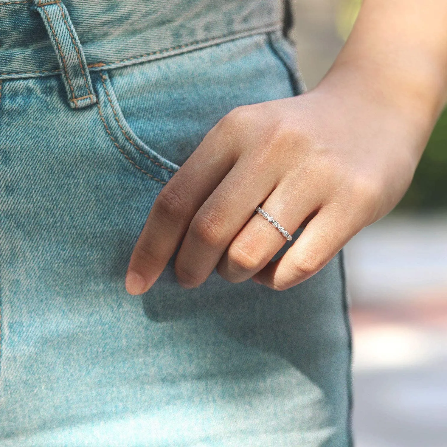 925 Sterling Silver Wedding Band Eternity Stackable Ring