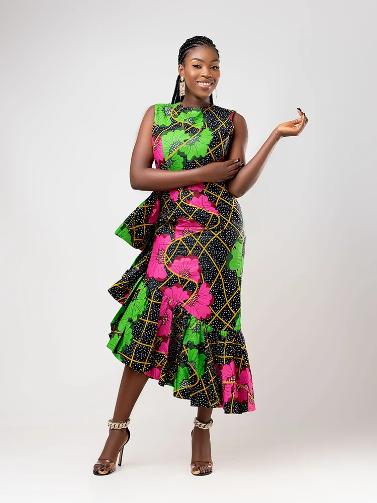 African print Asha side flap dress