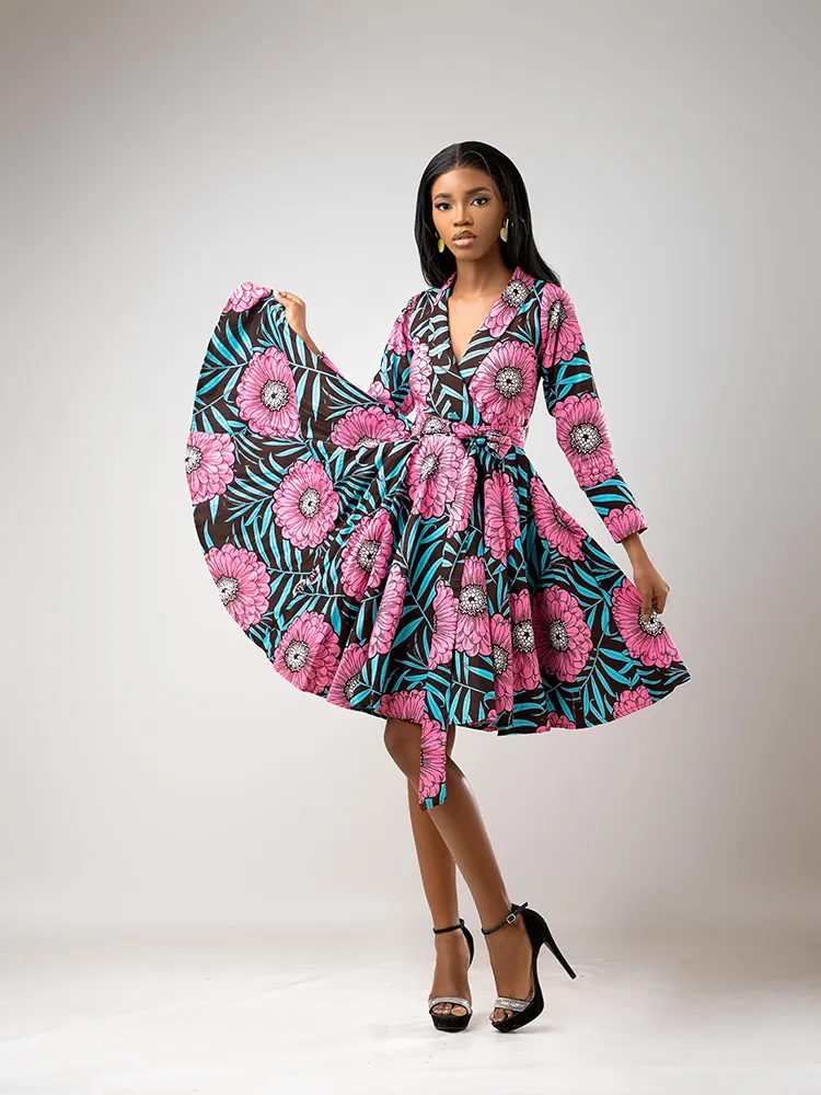 African print Motema long sleeve dress