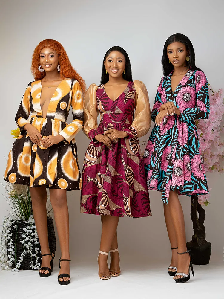 African print Motema long sleeve dress