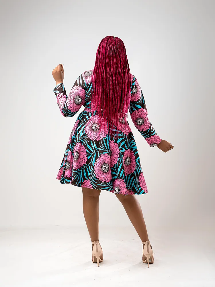 African print Motema long sleeve dress