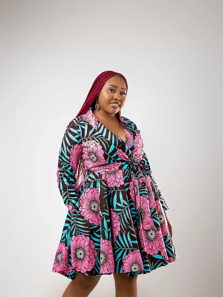 African print Motema long sleeve dress