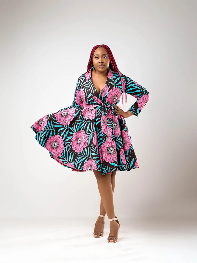 African print Motema long sleeve dress