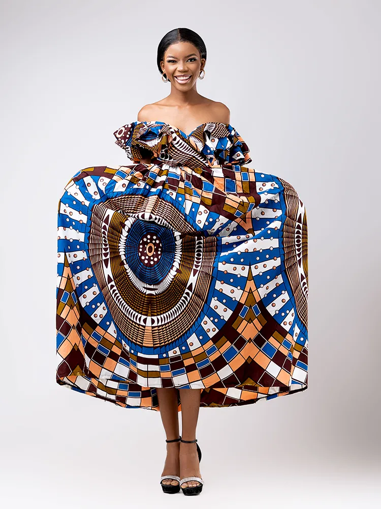 African print Off shoulder Malembe Dress