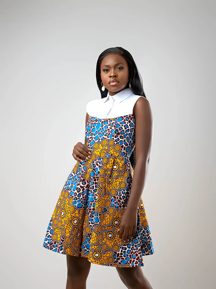 African Print two tone Kutaba dress