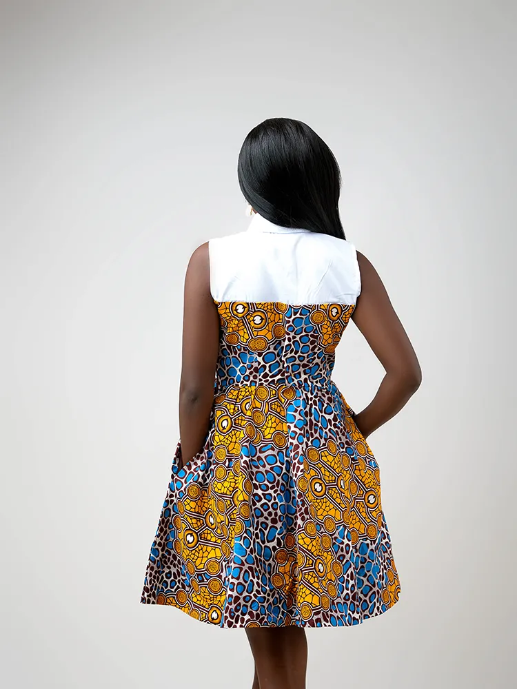 African Print two tone Kutaba dress