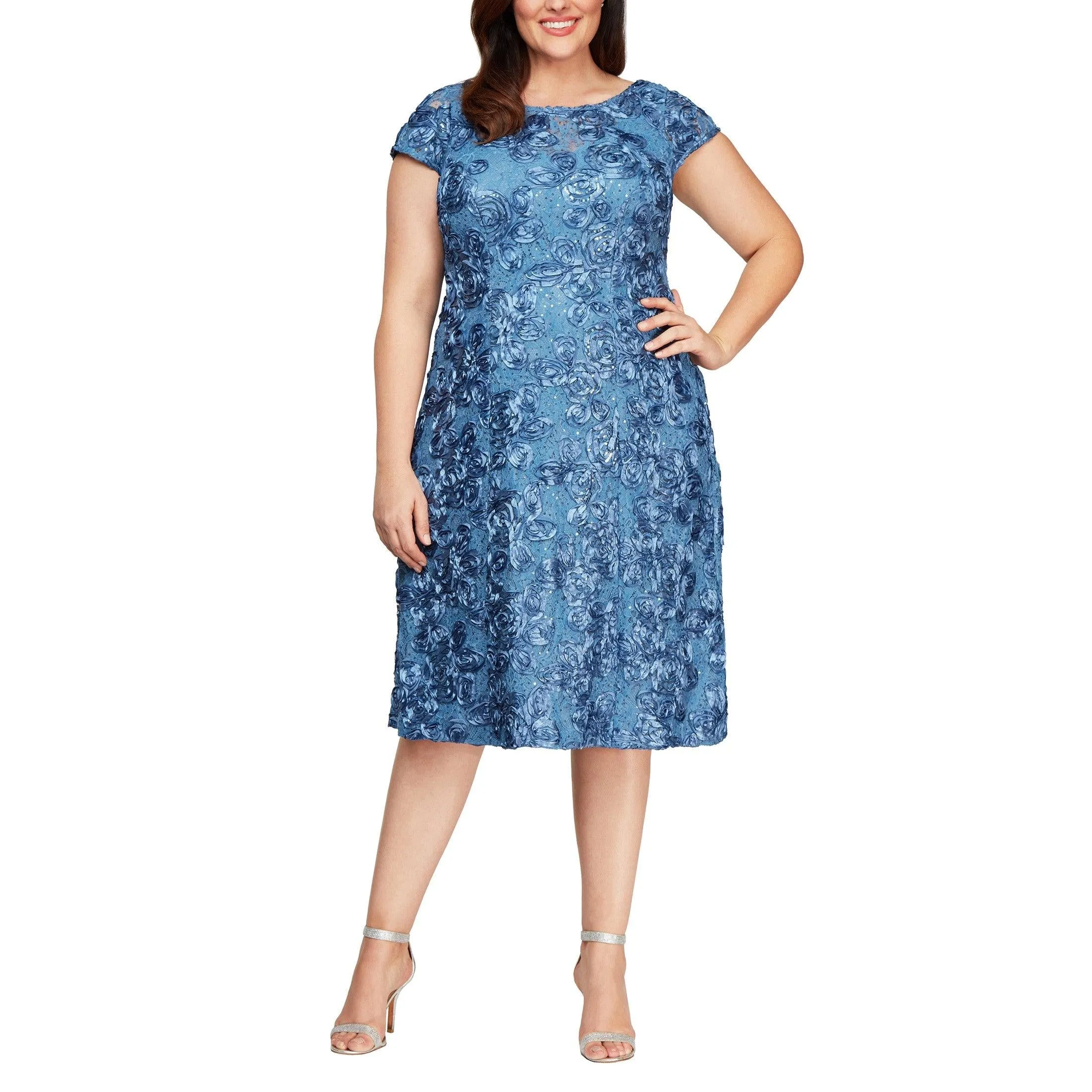 Alex Evenings AE4121570 Short Plus Size Lace Dress