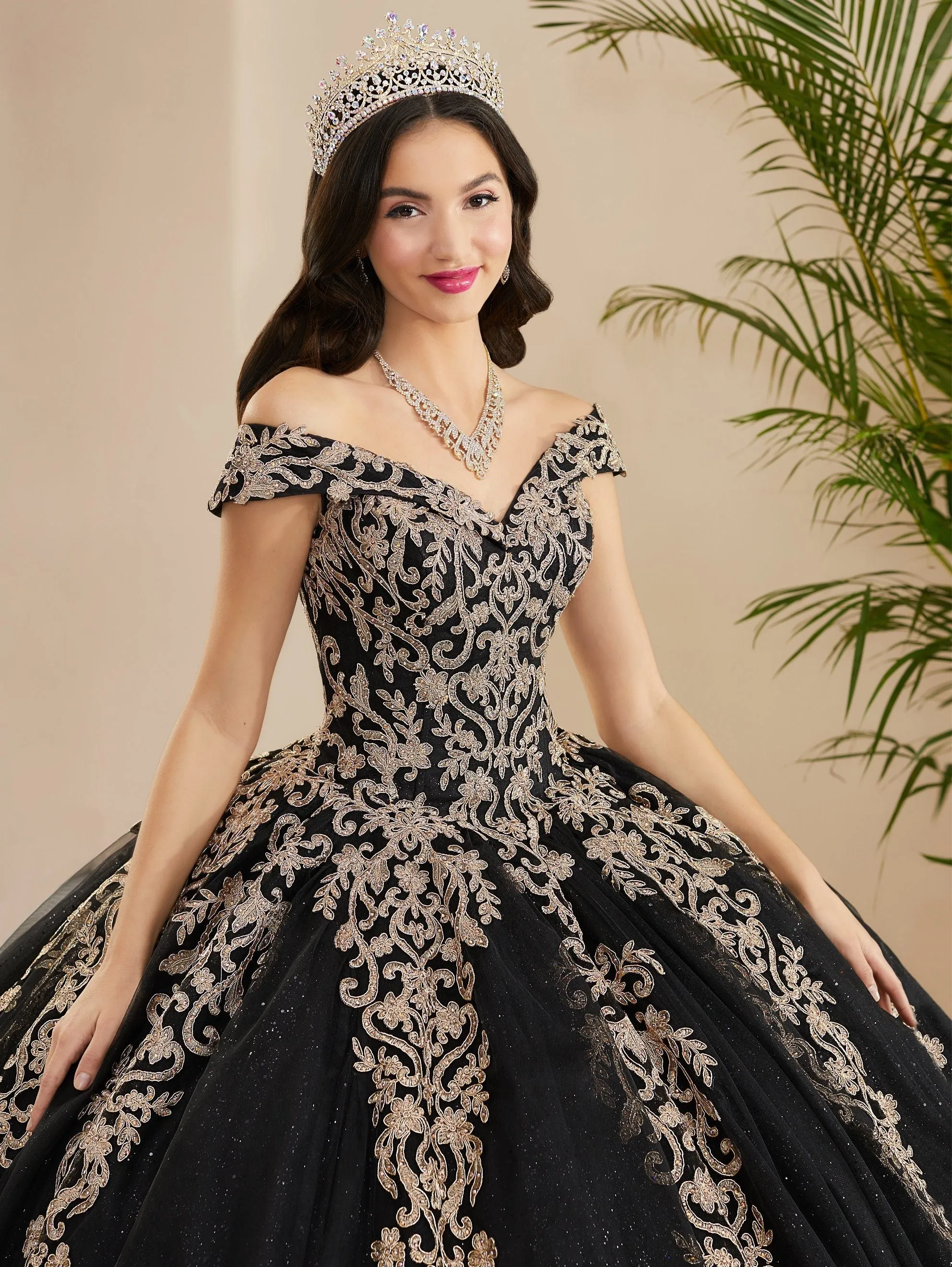 Applique Off Shoulder Quinceanera Dress by Fiesta Gowns 56400 (Size 18 - 26)