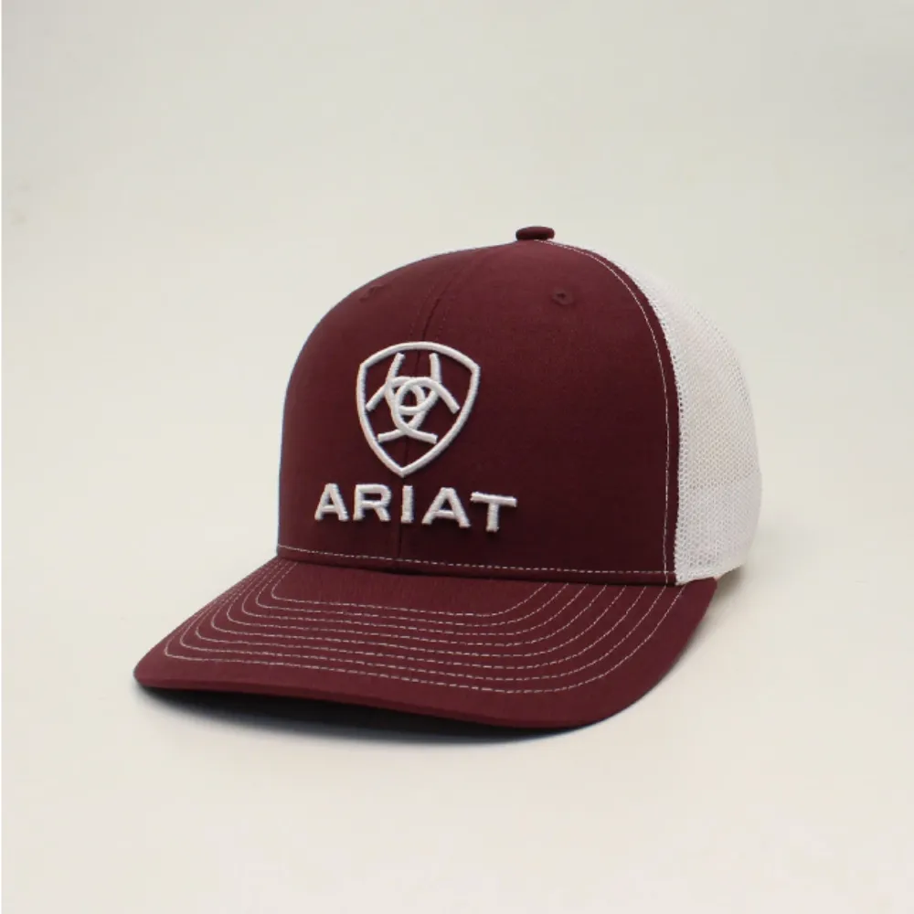 Ariat Embroidered Logo Burgundy White Mesh Cap A300012609