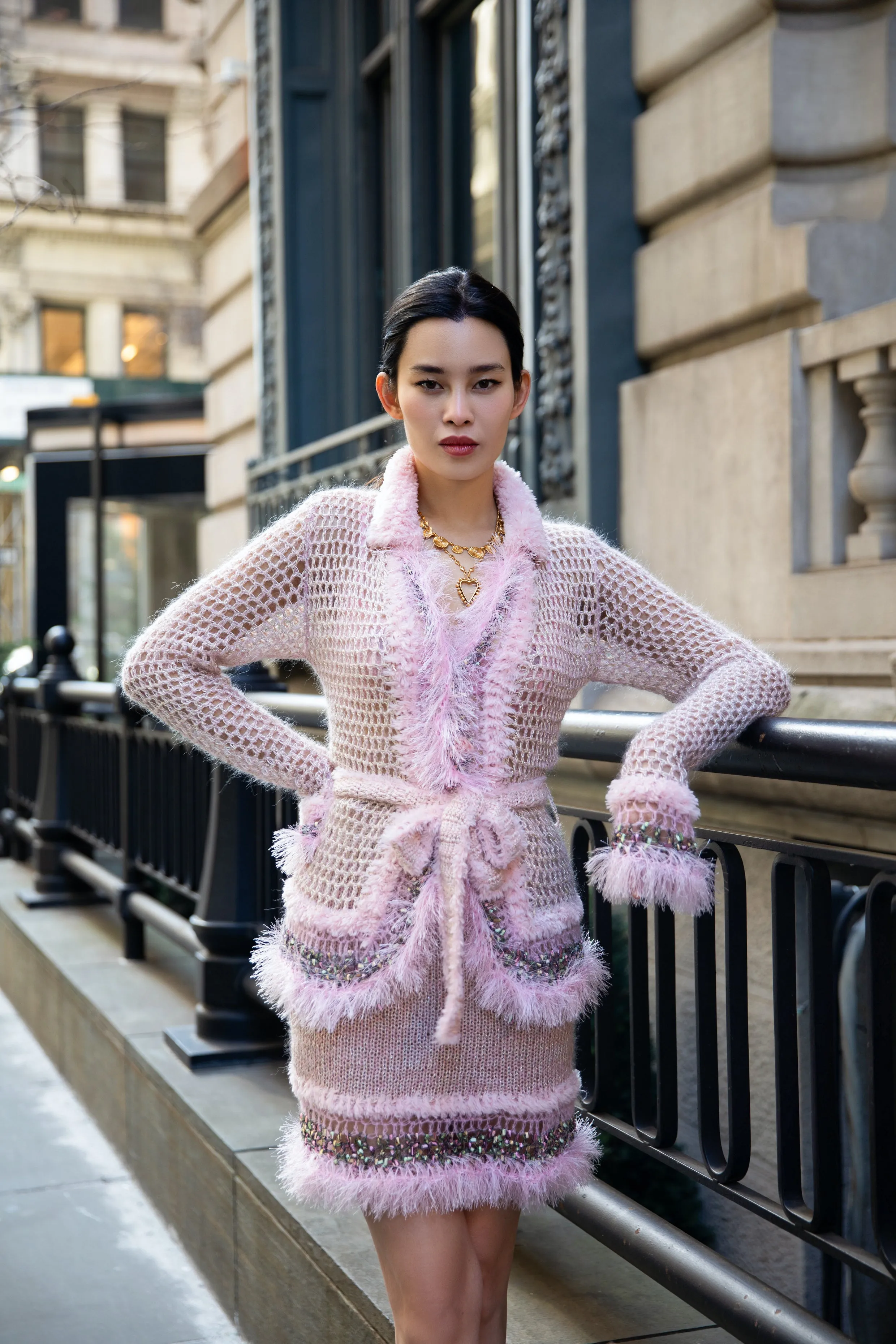 Baby Pink Handmade Knit Short Cardigan