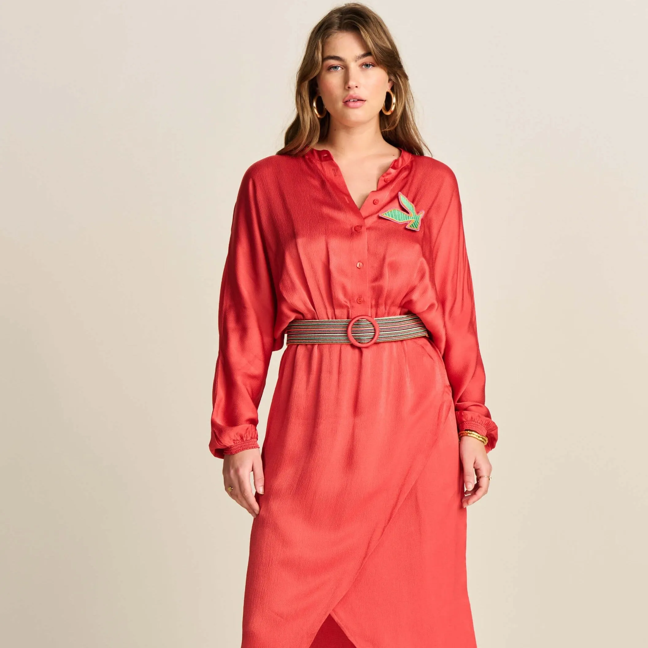 Baked Red Belted Dress