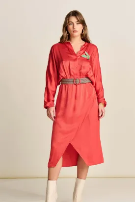 Baked Red Belted Dress