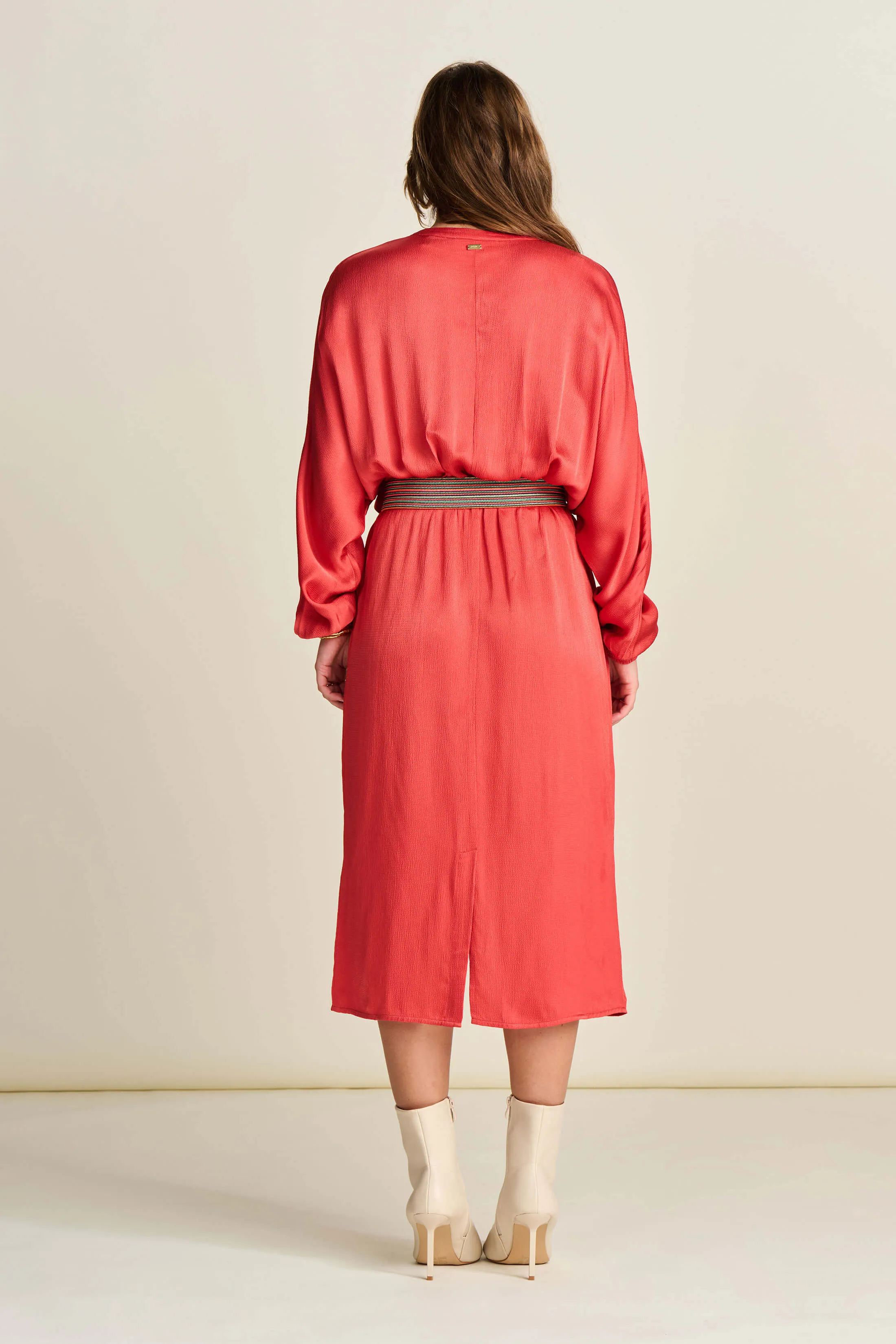 Baked Red Belted Dress