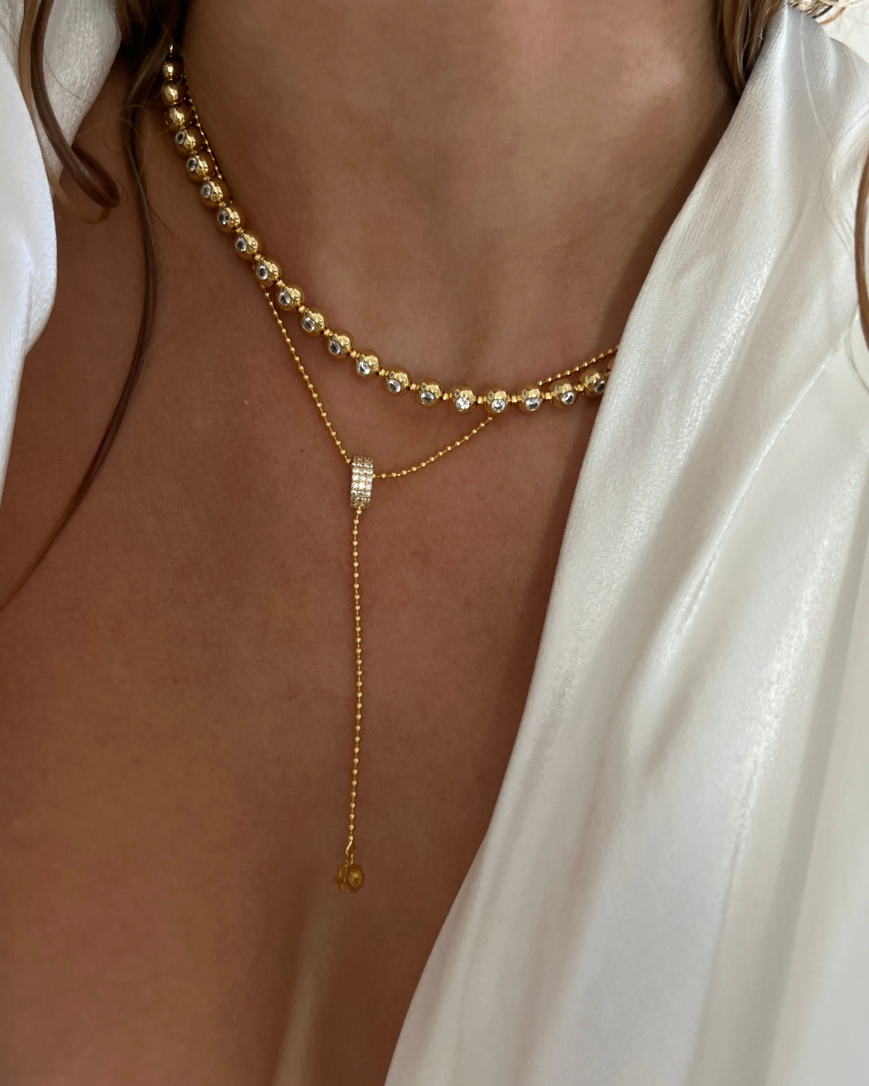 Ball Chain Lariat- Gold