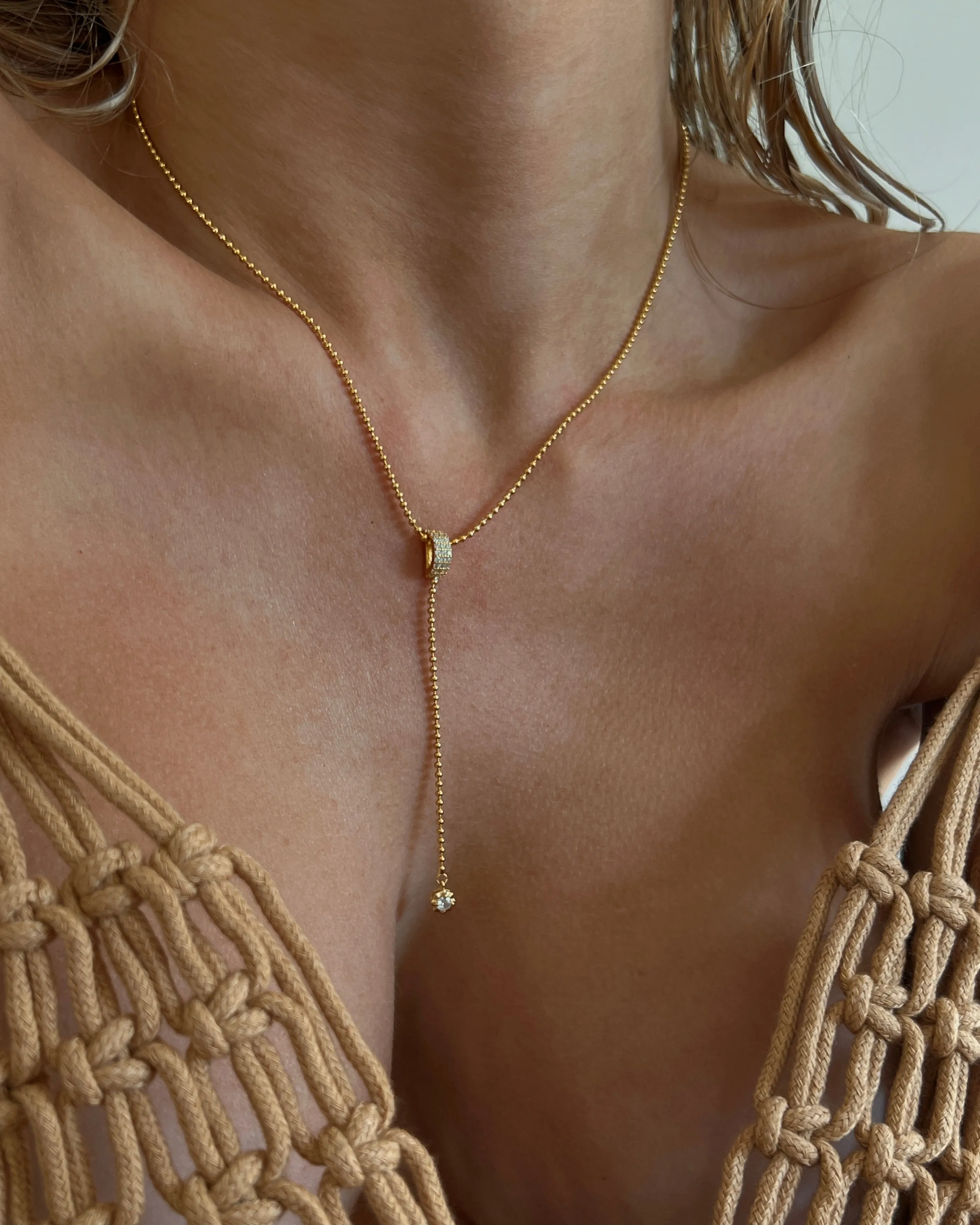 Ball Chain Lariat- Gold