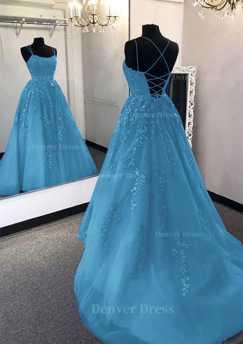 Ball Gown Scoop Neck Long/Floor-Length Tulle Prom Dress