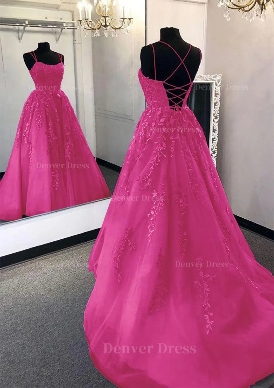 Ball Gown Scoop Neck Long/Floor-Length Tulle Prom Dress