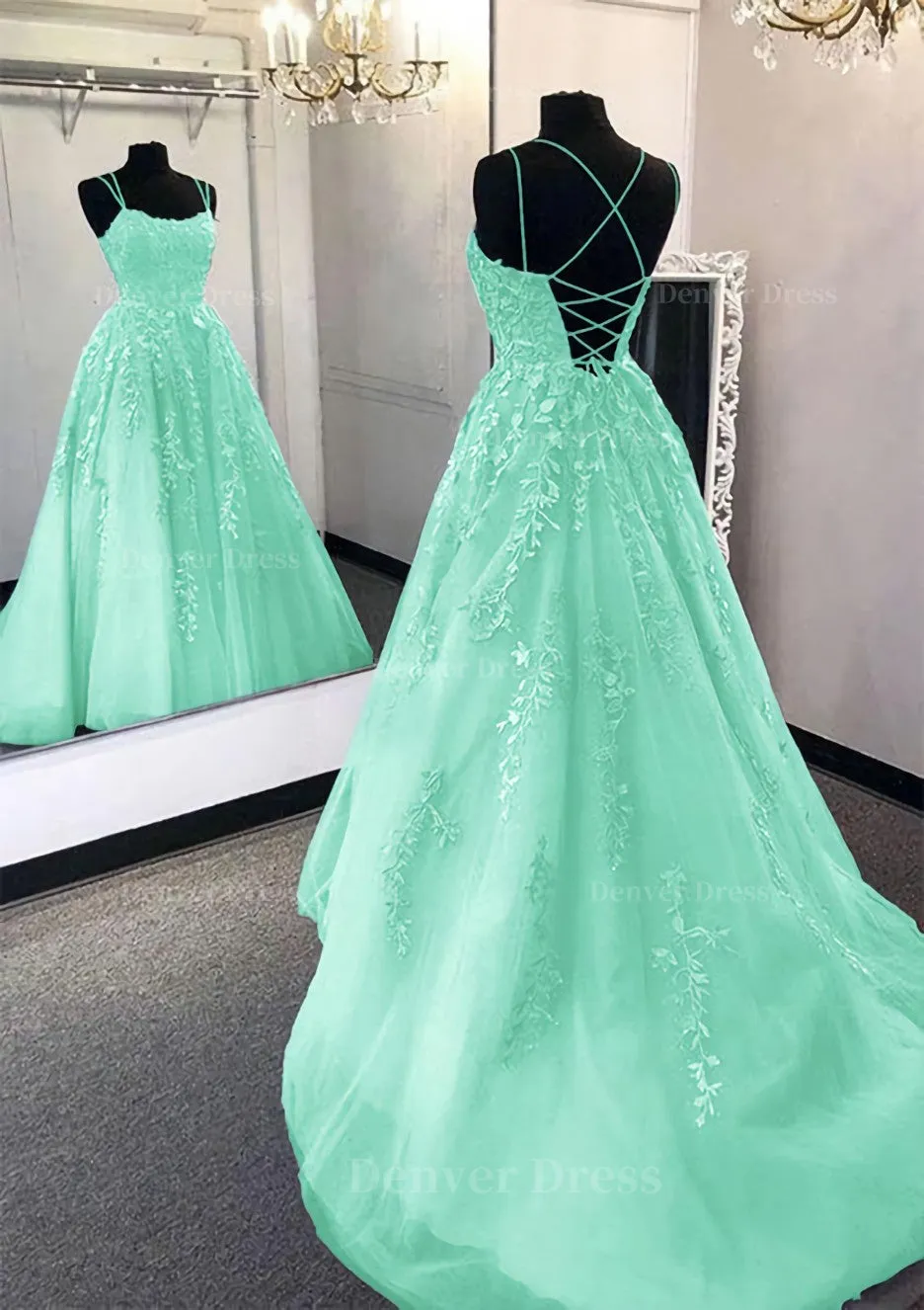 Ball Gown Scoop Neck Long/Floor-Length Tulle Prom Dress