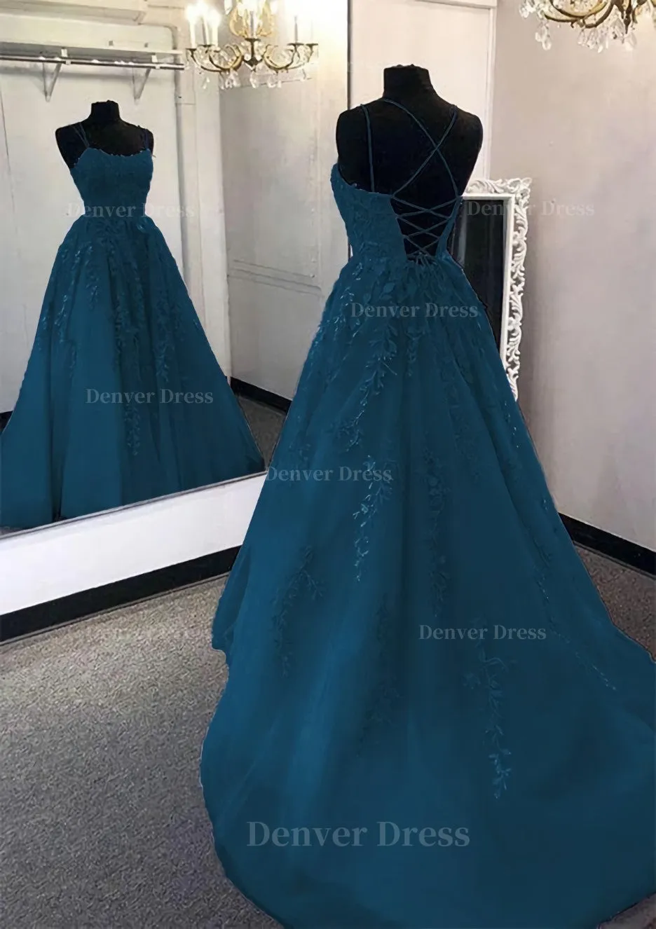 Ball Gown Scoop Neck Long/Floor-Length Tulle Prom Dress