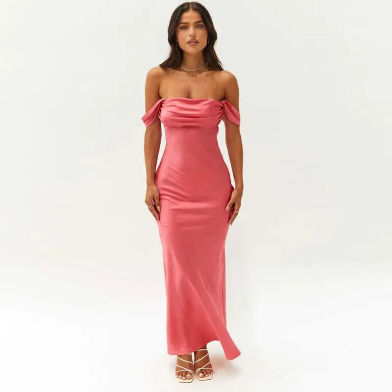 Barbara Pleated Backless Evening Maxi Dress