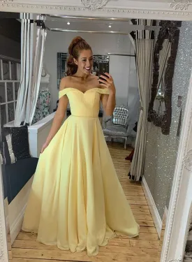 beaded prom dresses long off the shoulder yellow elegant a line prom gowns vestido de Longo