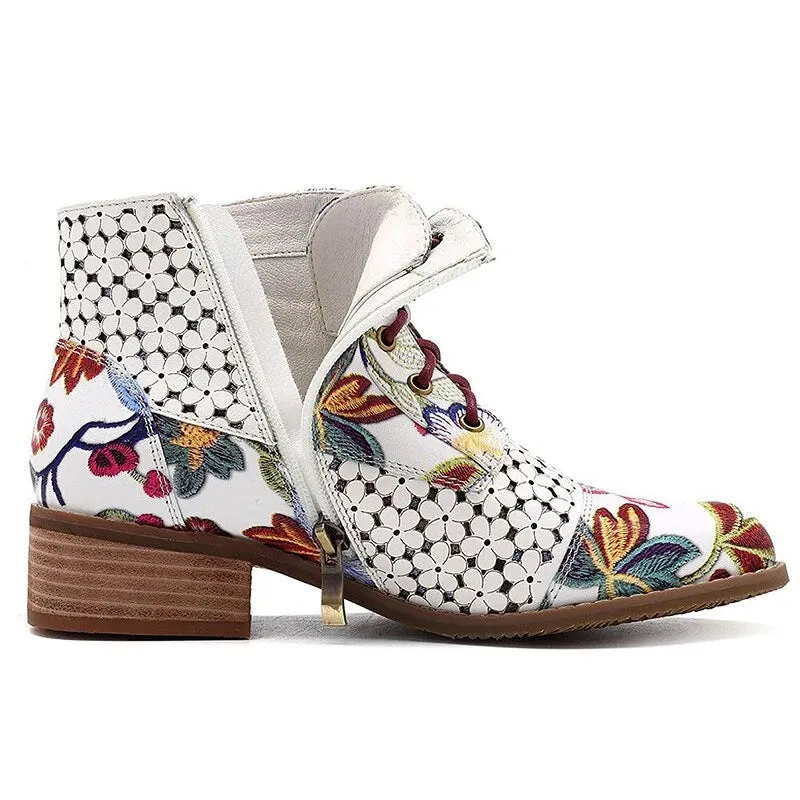 Beautiful Flower Pattern Rubber Non-Slip Ankle Boots