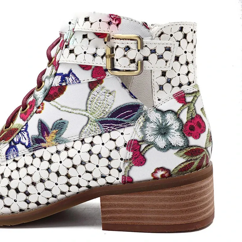 Beautiful Flower Pattern Rubber Non-Slip Ankle Boots